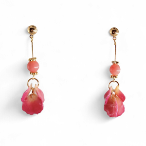 The Dancing Pink Rose Petal with Natural Crystal