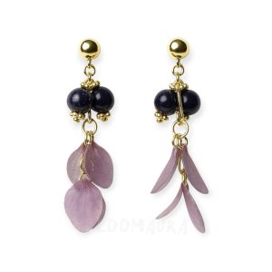 Amethyst Drift – Purple Hydrangea & Blue Sandstone Earrings