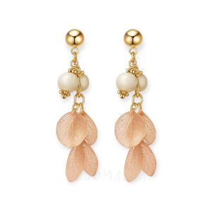 Peach Glaze – Orange Hydrangea & Jade Crystal Earrings