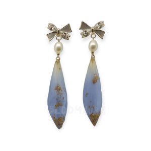 Azure Lily – Quartz & Freshwater Pearl Earrings