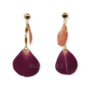 Petal Poise – Pressed Rose Petal and Amber Earrings