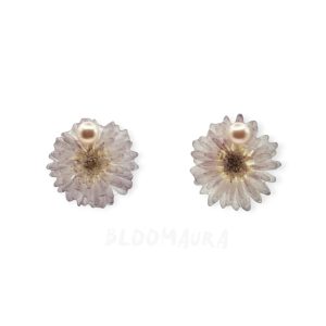 Whisper Daisy – Pressed Chrysanthemum & Detachable Pearl Earrings