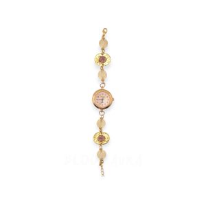 Violet Dusk – Forget-Me-Not & Clear Quartz Timepiece Bracelet