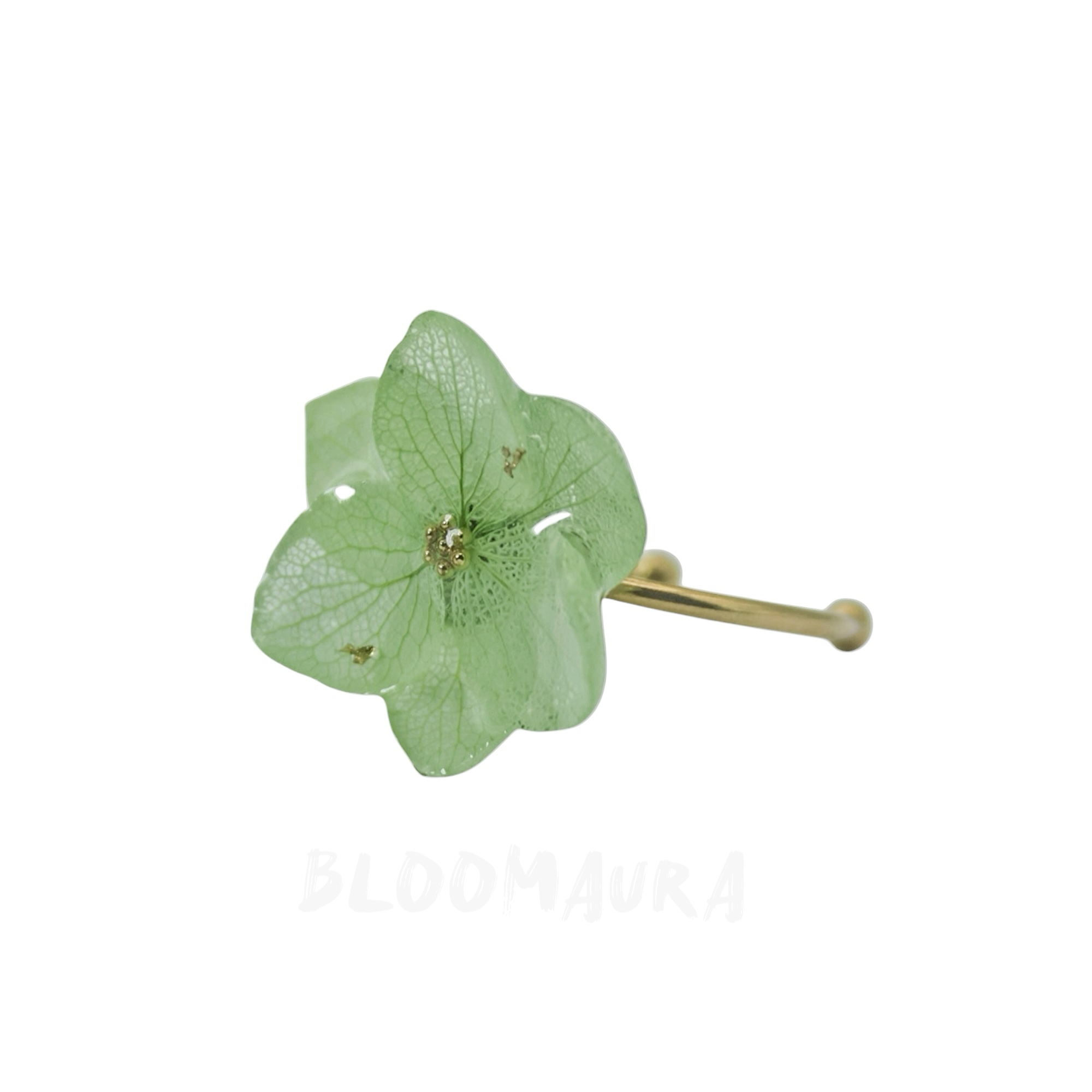 Mint Bloom – Real Hydrangea Double Bloom Ring - 画像 (2)